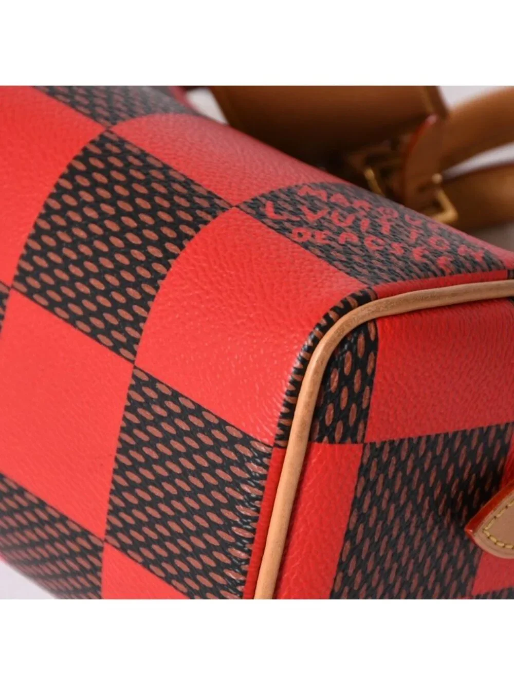 Louis Vuitton Speedy Bandouliere 18 Rouge Damier Pop Brown Red Handbag